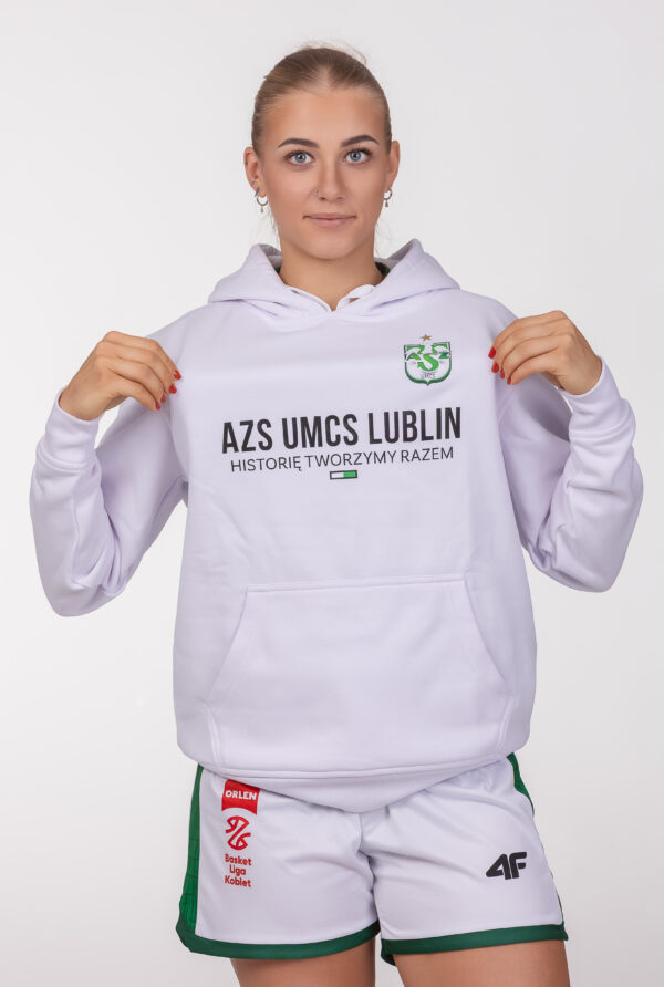 Bluza biała Historię tworzymy razem z kapturem